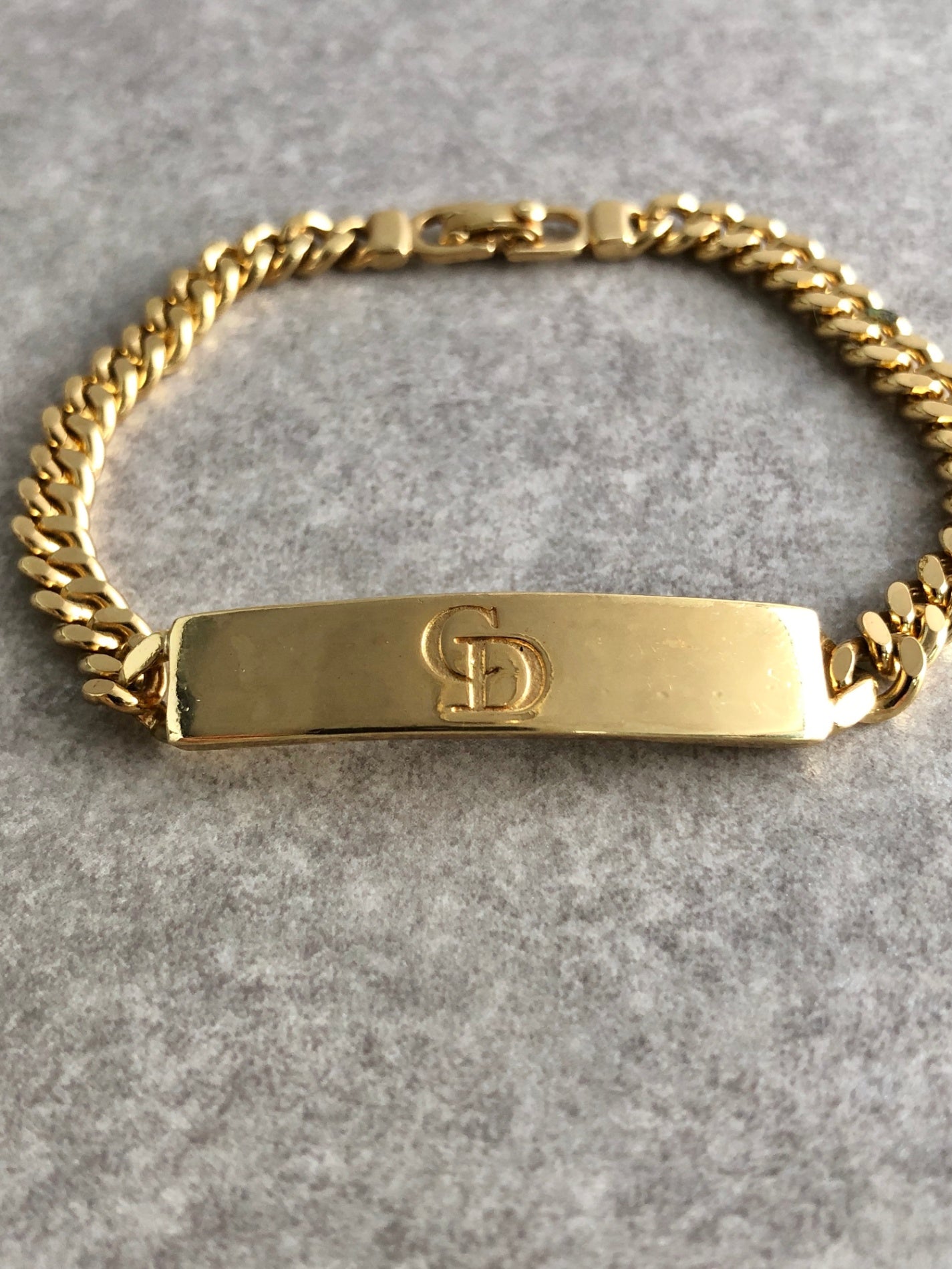 Christian Dior Logo Motif  Bracelet Gold Vintage pmj4s6