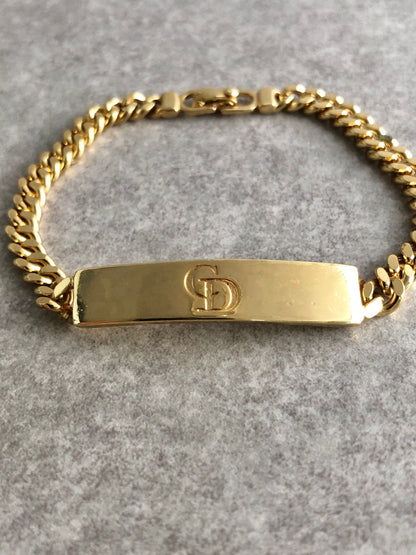 Christian Dior Logo Motif  Bracelet Gold Vintage pmj4s6