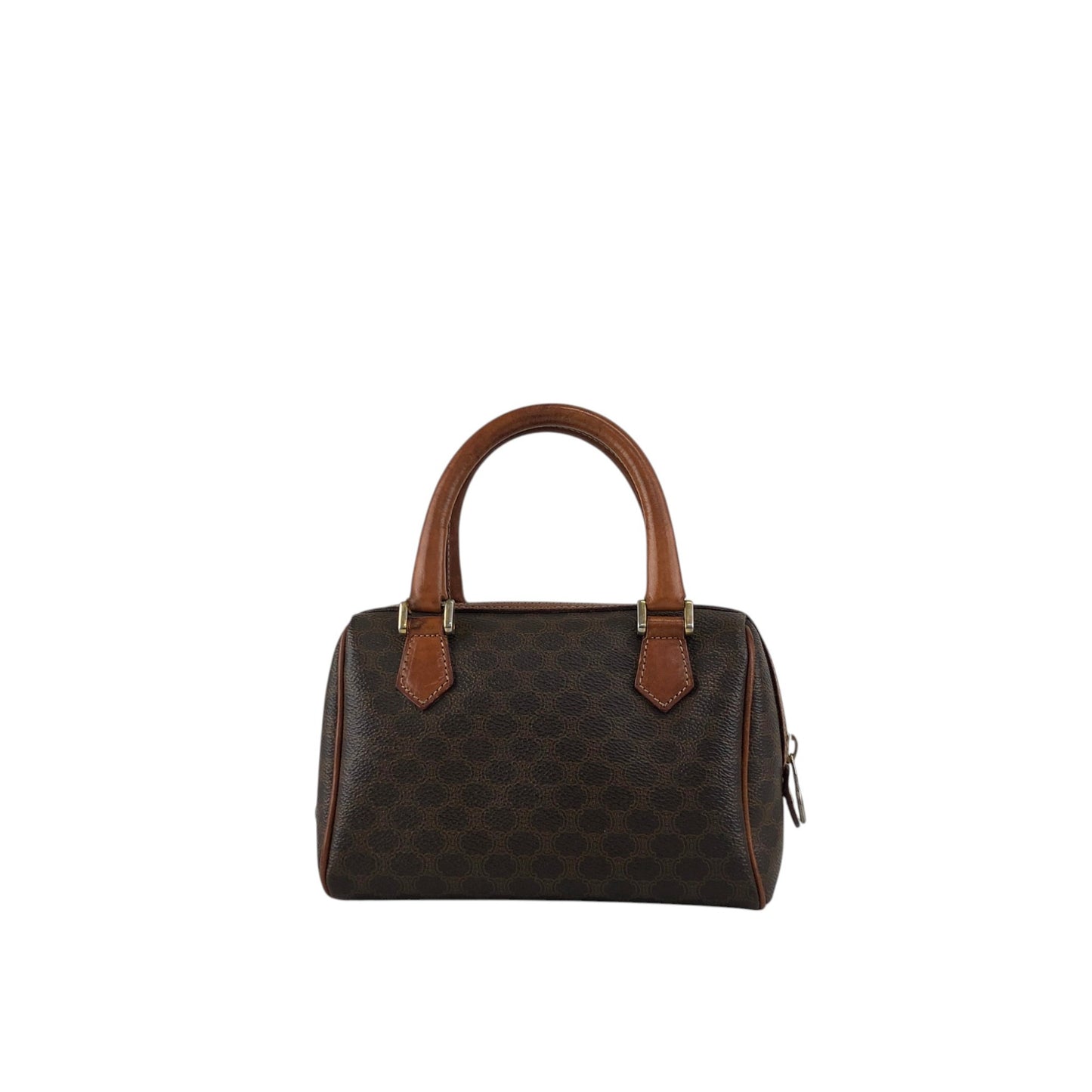 CELINE Macadam Two-way Small Boston bag Shoulder bag Brown Vintage b6a3tr