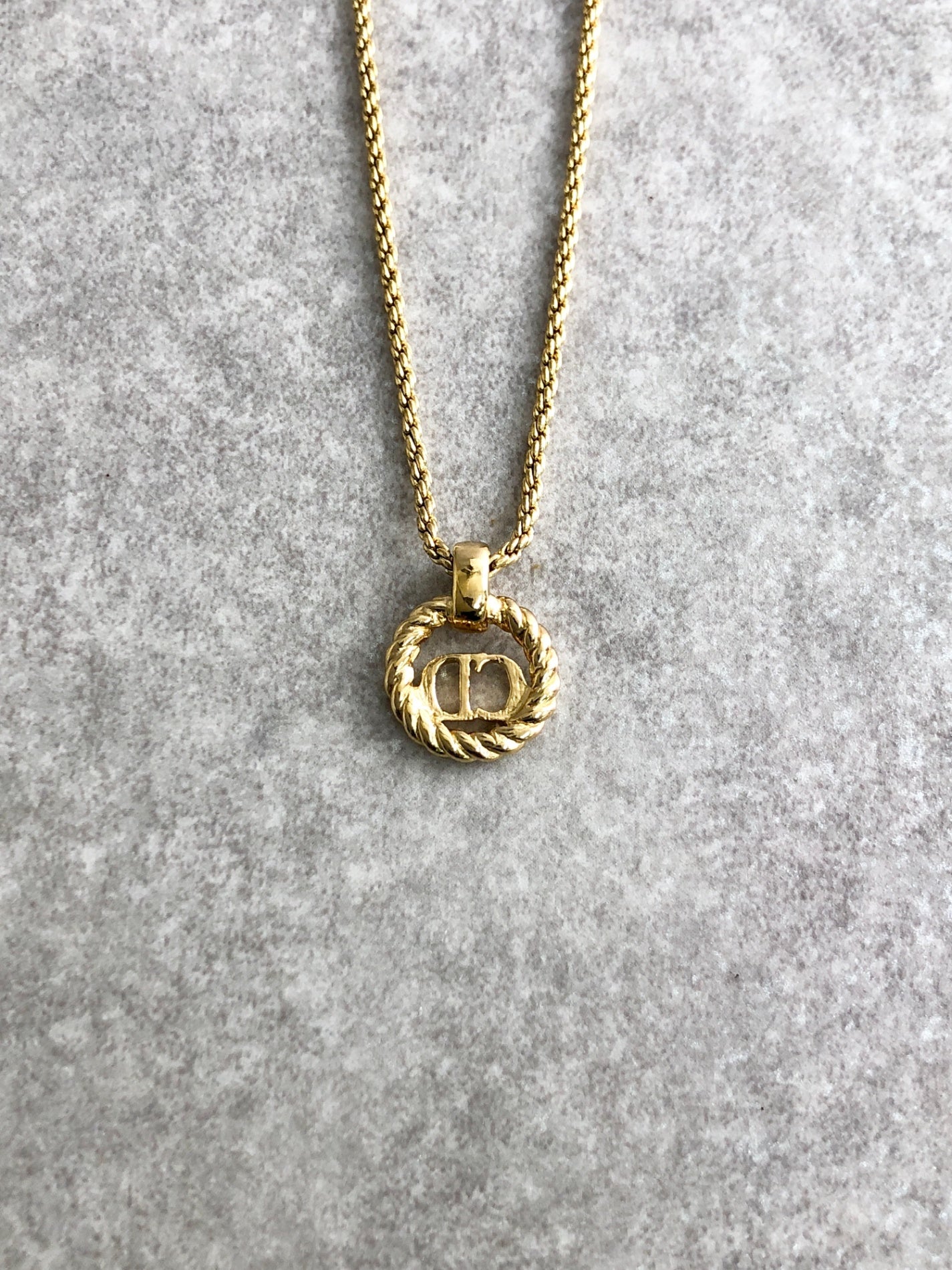 Christian Dior CD Logo Motif Necklace Gold Vintage 7z7frb