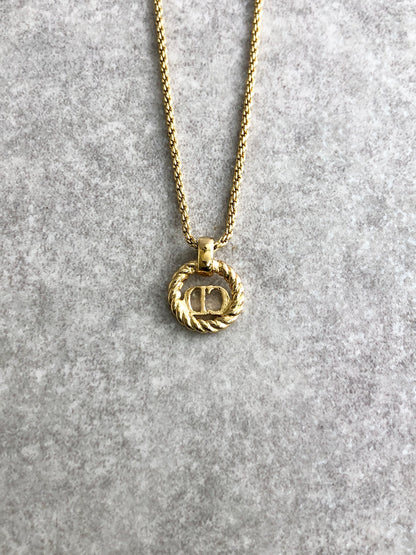 Christian Dior CD Logo Motif Necklace Gold Vintage 7z7frb