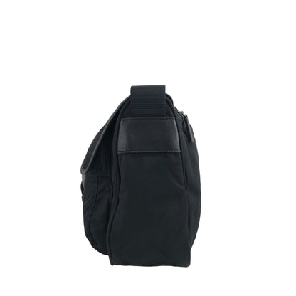PRADA Triangle Logo Front Buckle Shoulder bag Black Vintage newxix