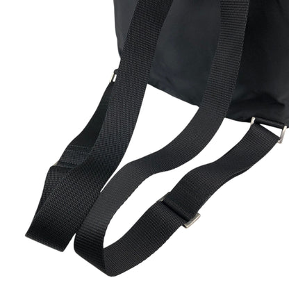 PRADA Tessuto Triangle Logo Double Pocket Backpack Black Vintage 5emm2a