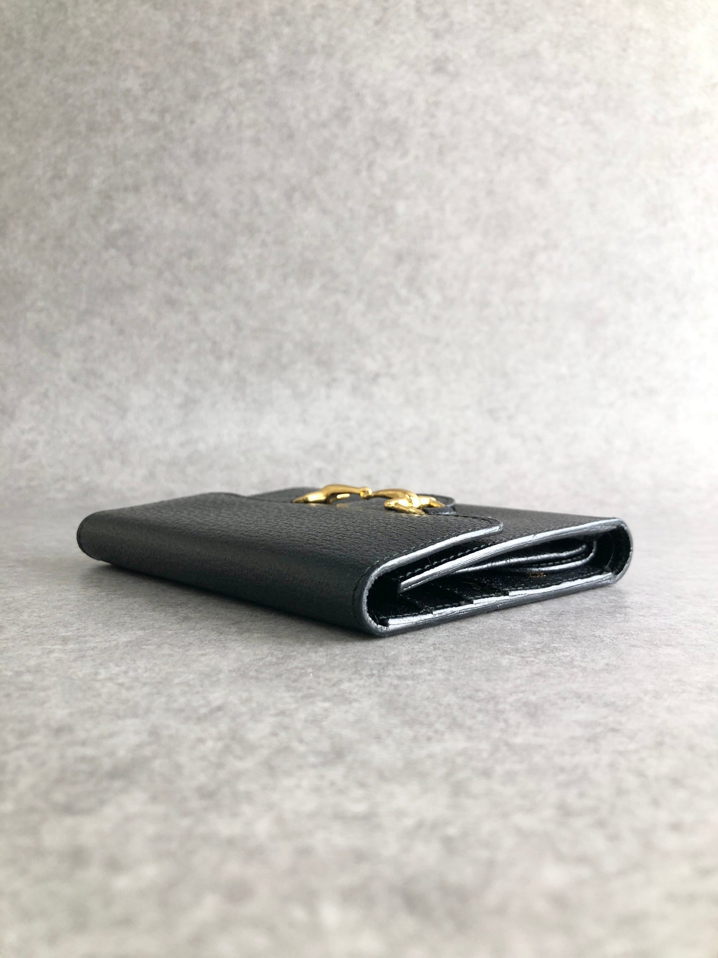 GUCCI Horse Bit Trifold Wallet Black Vintage xhjptb
