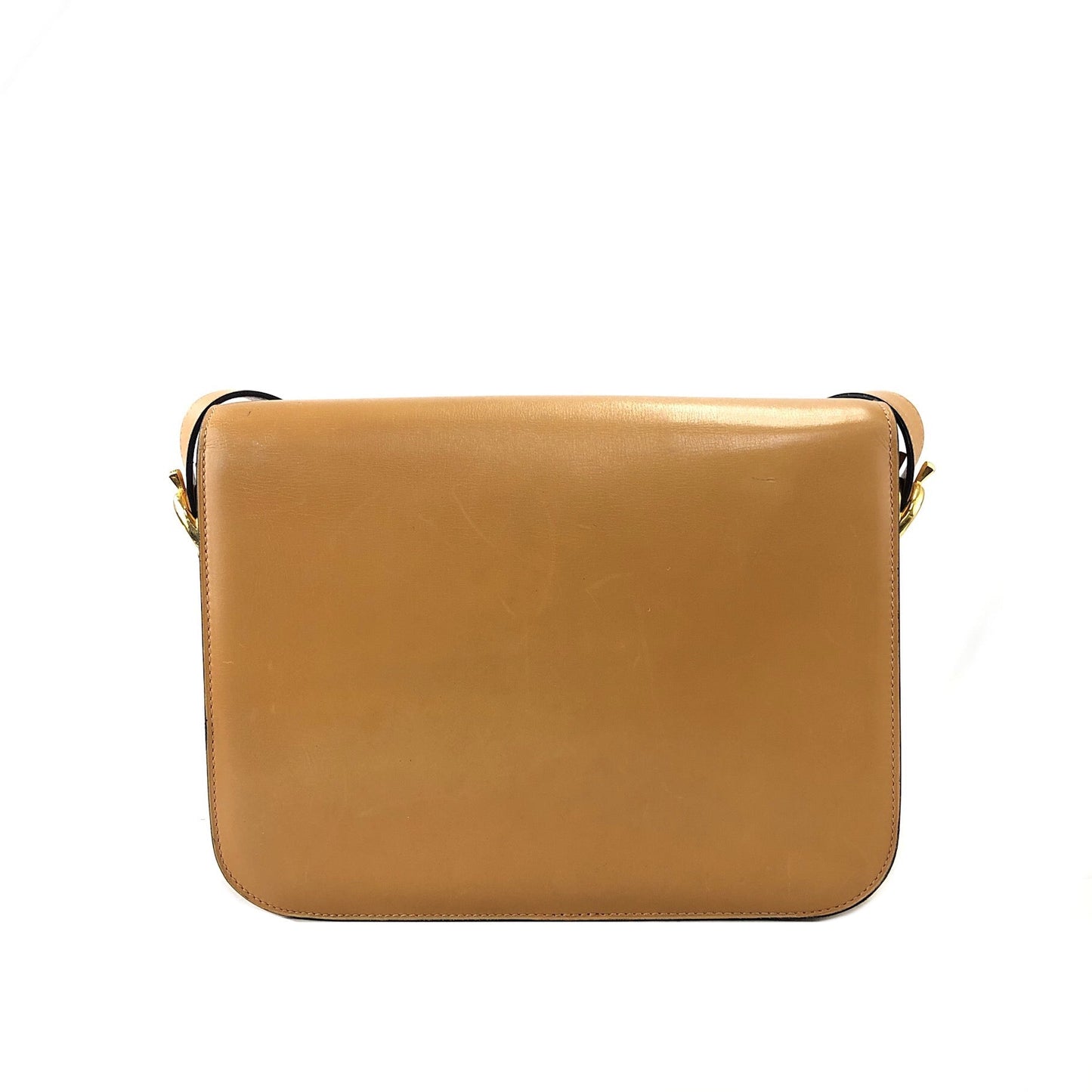 CELINE Triomphe Leather Shoulder bag Camel Vintage v7mv8d