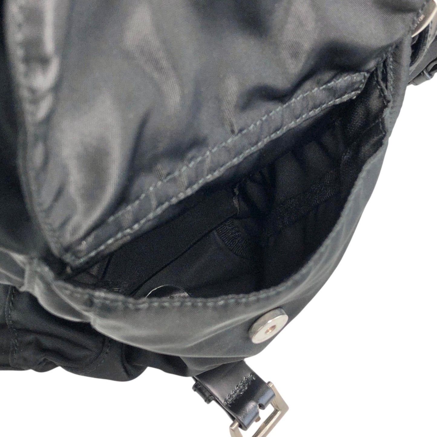 PRADA Tessuto Triangle Logo Front Buckle Double Pocket Backpack Black Vintage mkvbvj