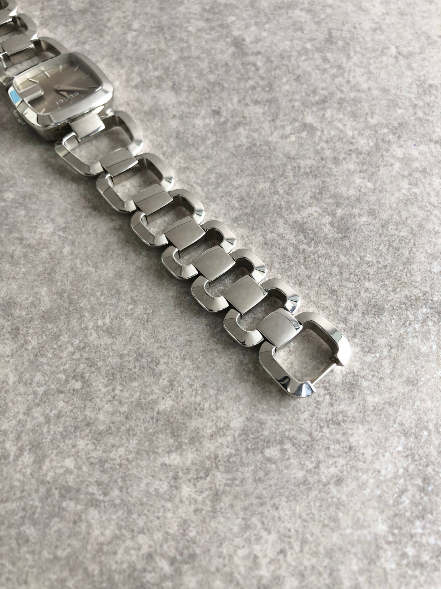 GUCCI Logo Quartz Watch Silver 125.5 Vintage aedihi