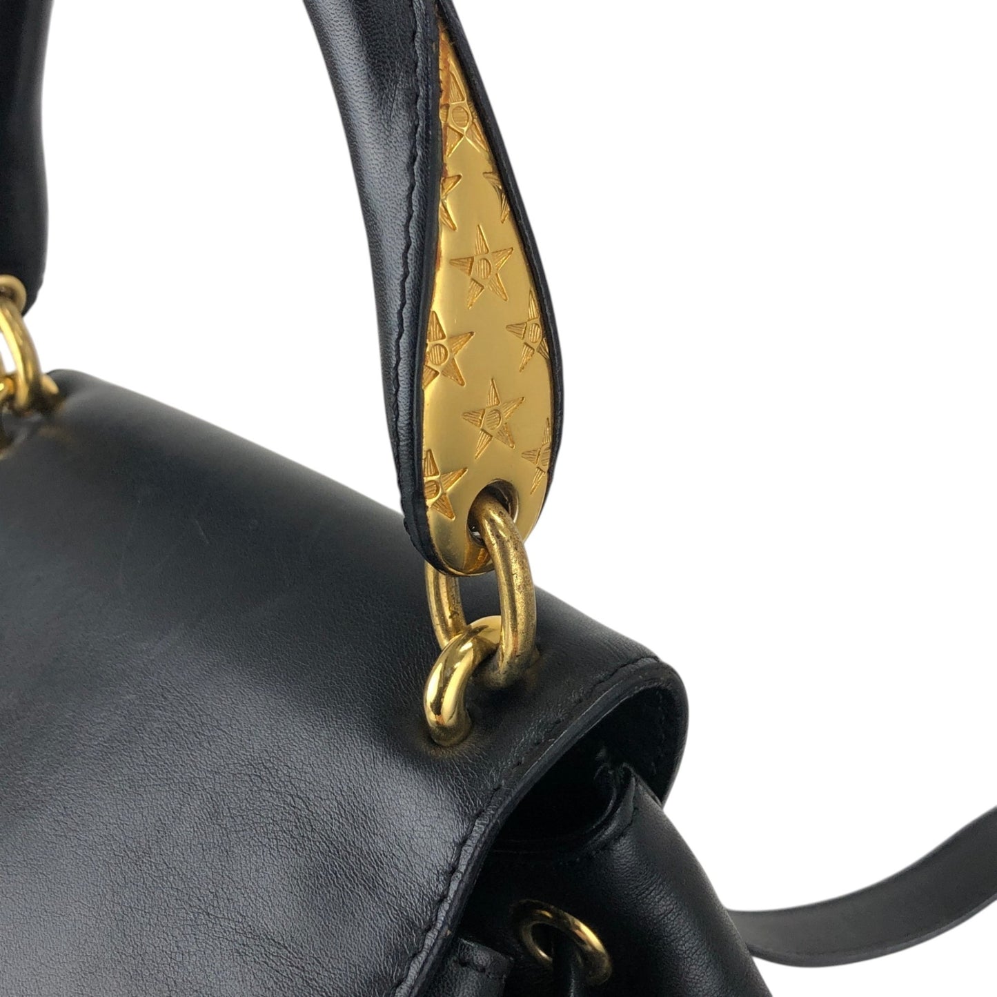 CELINE Starball Logo Embossed Backpack Black Vintage 66agh7