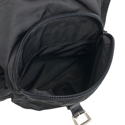 PRADA Tessuto Triangle Logo Front Buckle Shoulder bag Black Vintage g8uwx8