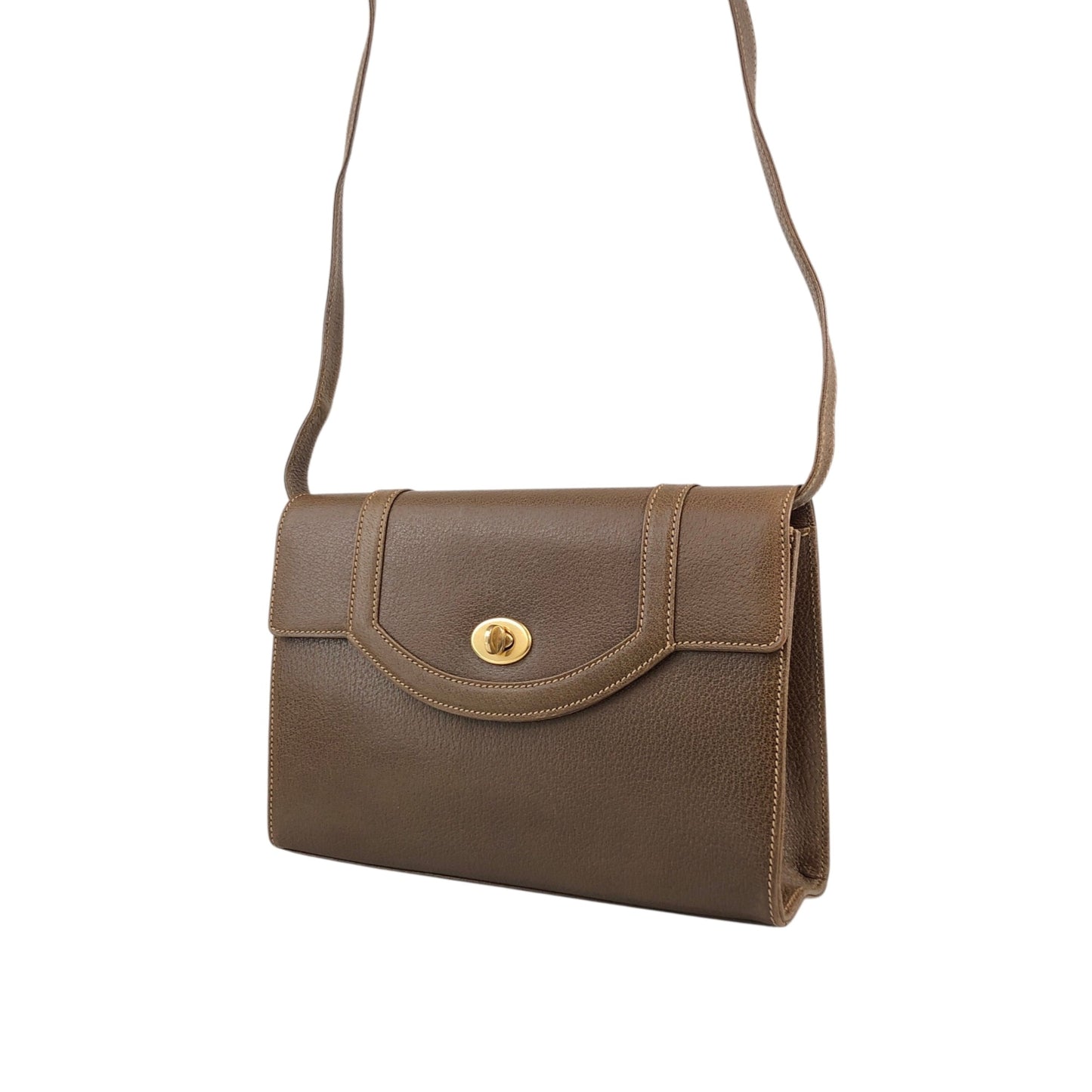 GUCCI Turn Lock Shoulder bag Brown Vintage 4k7hzd