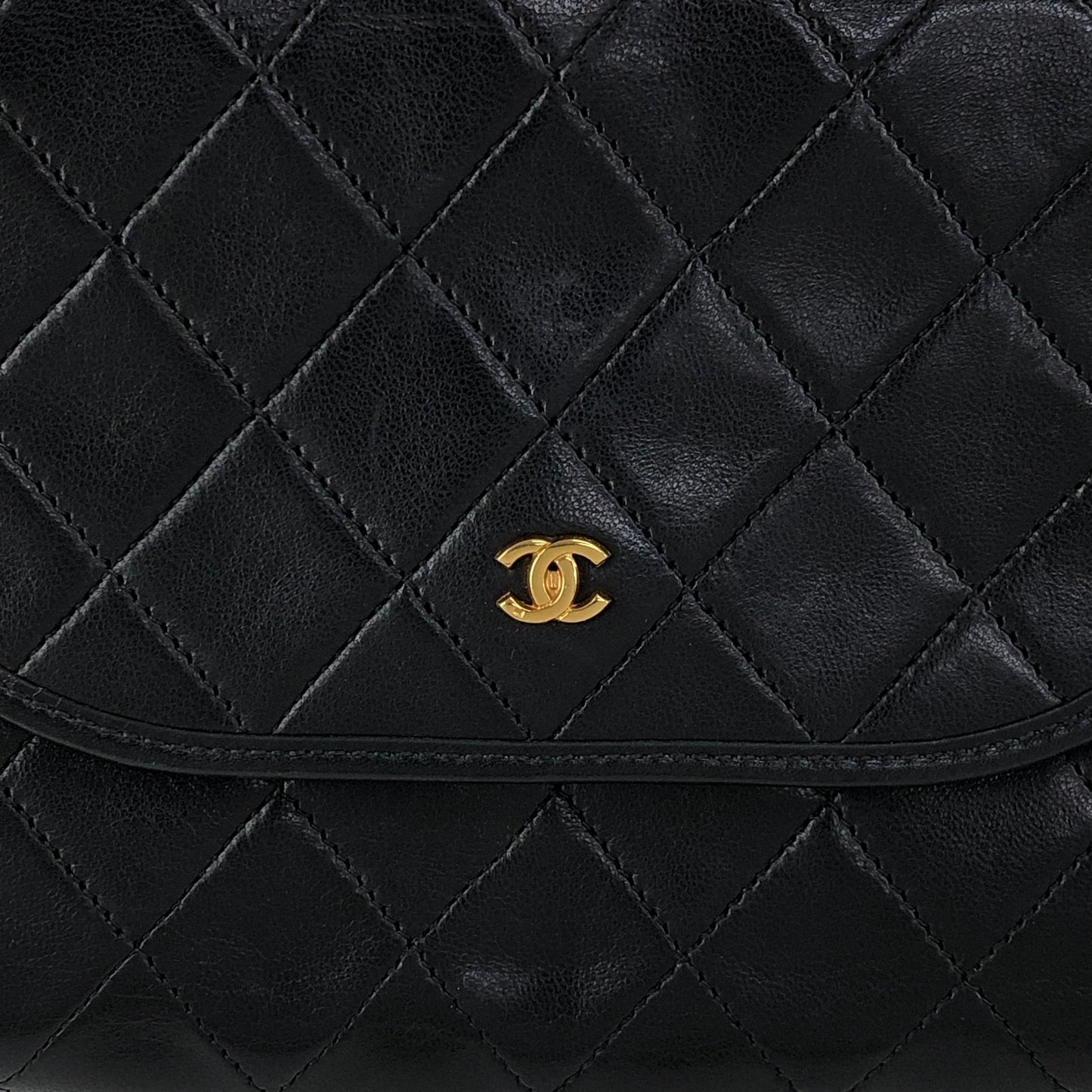 CHANEL Matelasse Coco Mark Chain Shoulder bag Black Vintage i2yavv