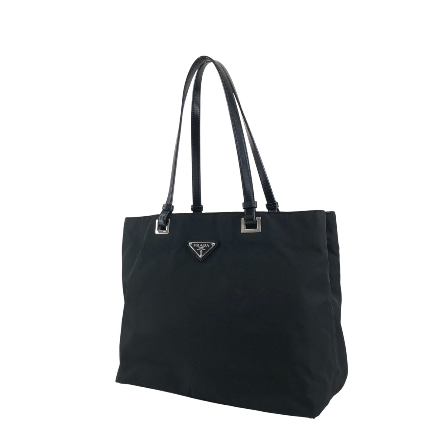 PRADA Tessuto Triangle Logo Totebag Handbag Black Vintage ifsugc