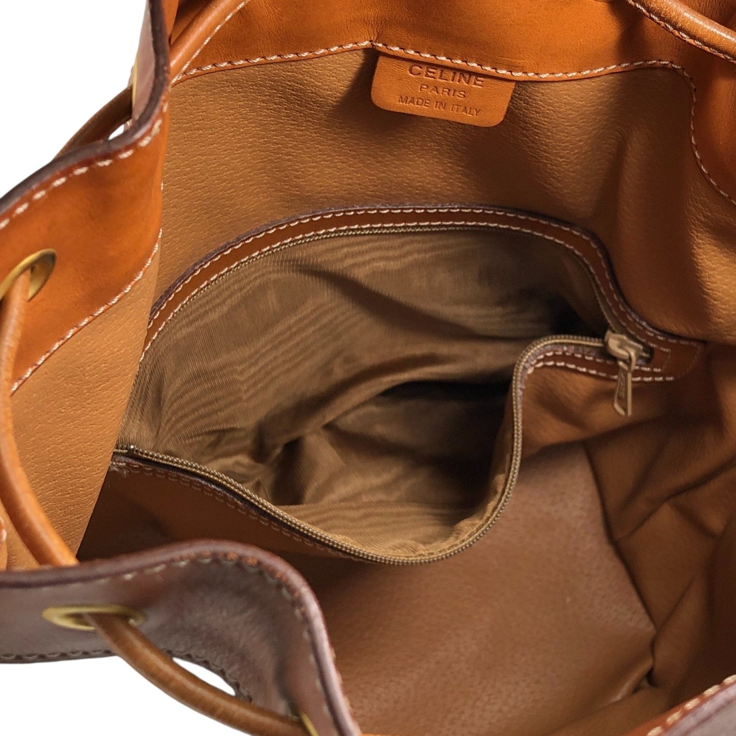 CELINE Macadam Blason Drawstring Shoulder bag Brown Vintage 2wtdcs