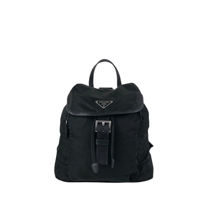PRADA Tessuto Triangle Logo Backpack Black Vintage 2jwvfk