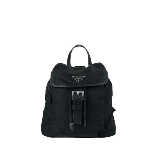 PRADA Tessuto Triangle Logo Backpack Black Vintage 2jwvfk