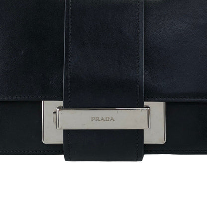 PRADA Logo Ribbon Motif Shoulder bag Black Vintage e3gymr