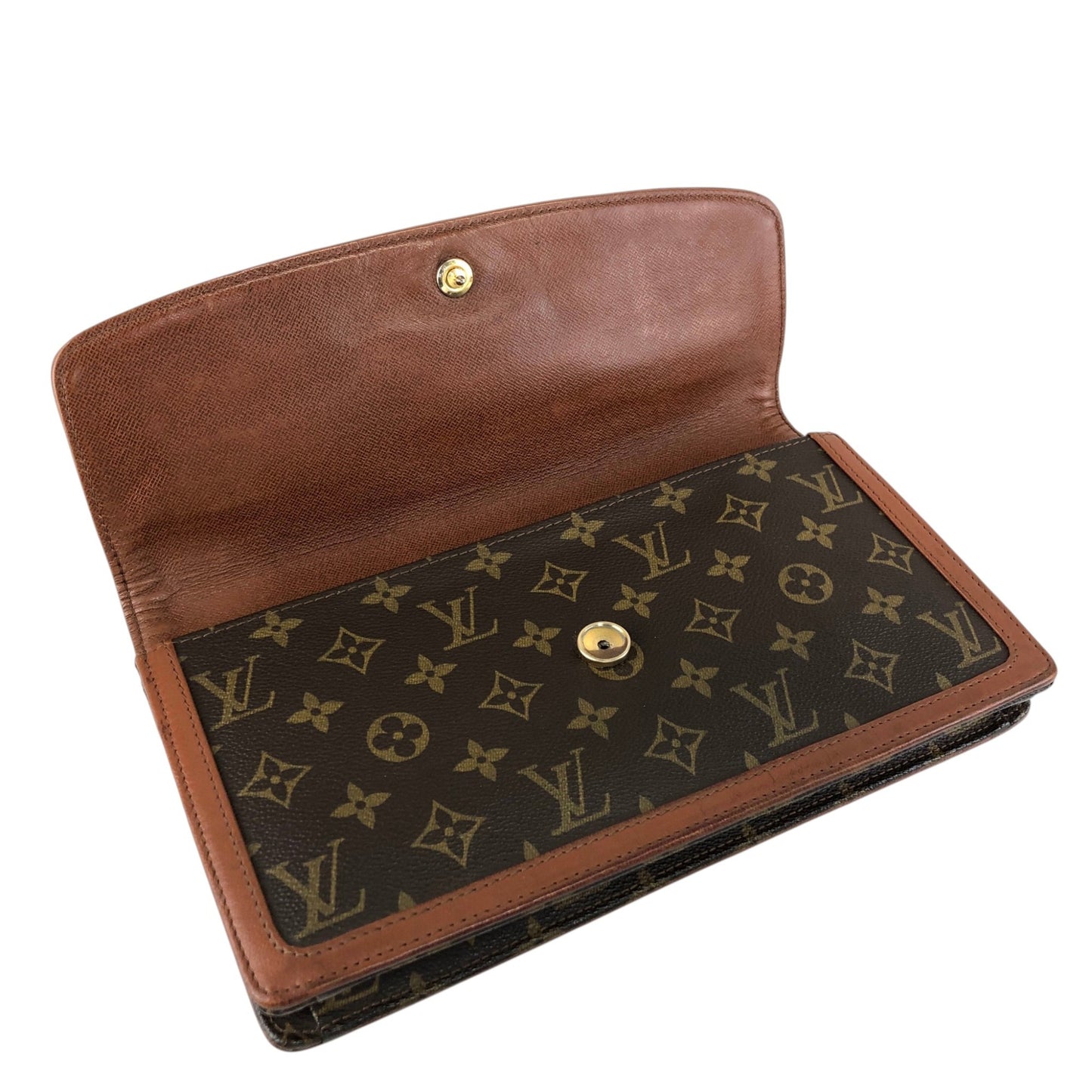 LOUIS VUITTON Monogram Clutch bag Brown Vintage 3pebsa