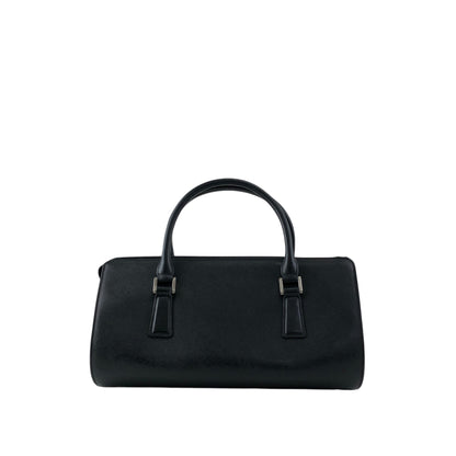 BURBERRY Logo Small Boston bag Handbag Black Vintage 56f78t