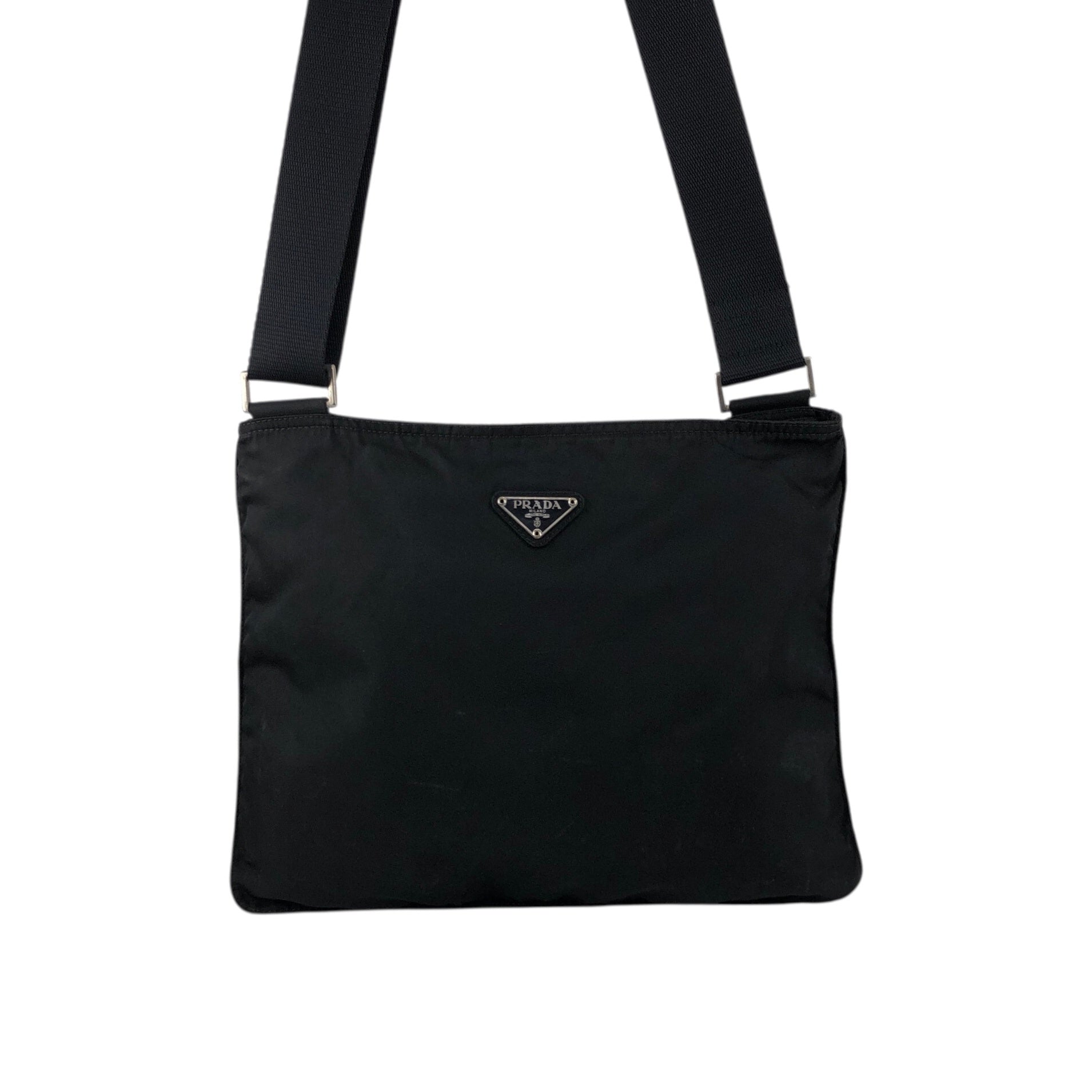 PRADA Tessuto Triangle Logo Shoulder bag Black Vintage