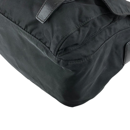 PRADA Tessuto Triangle Logo Shoulder bag Black Vintage xkated