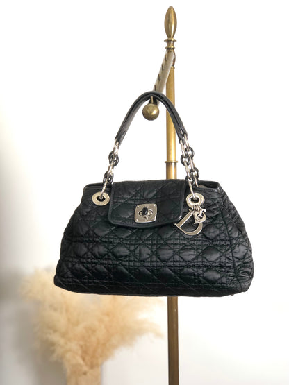 Christian Dior Cannage Charm Handbag Black Vintage djbswt