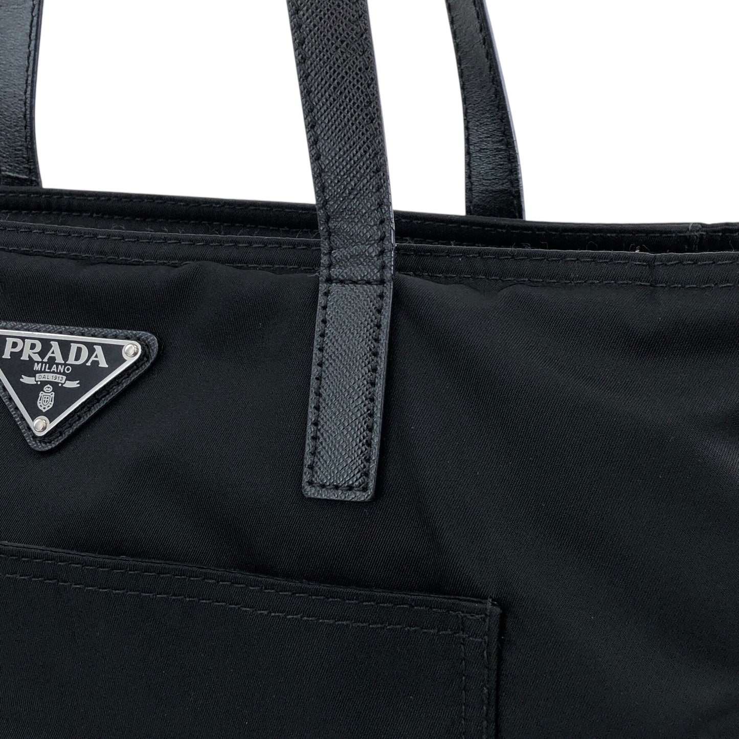 PRADA Tessuto Triangle Logo Totebag Black Vintage 3zhhwr