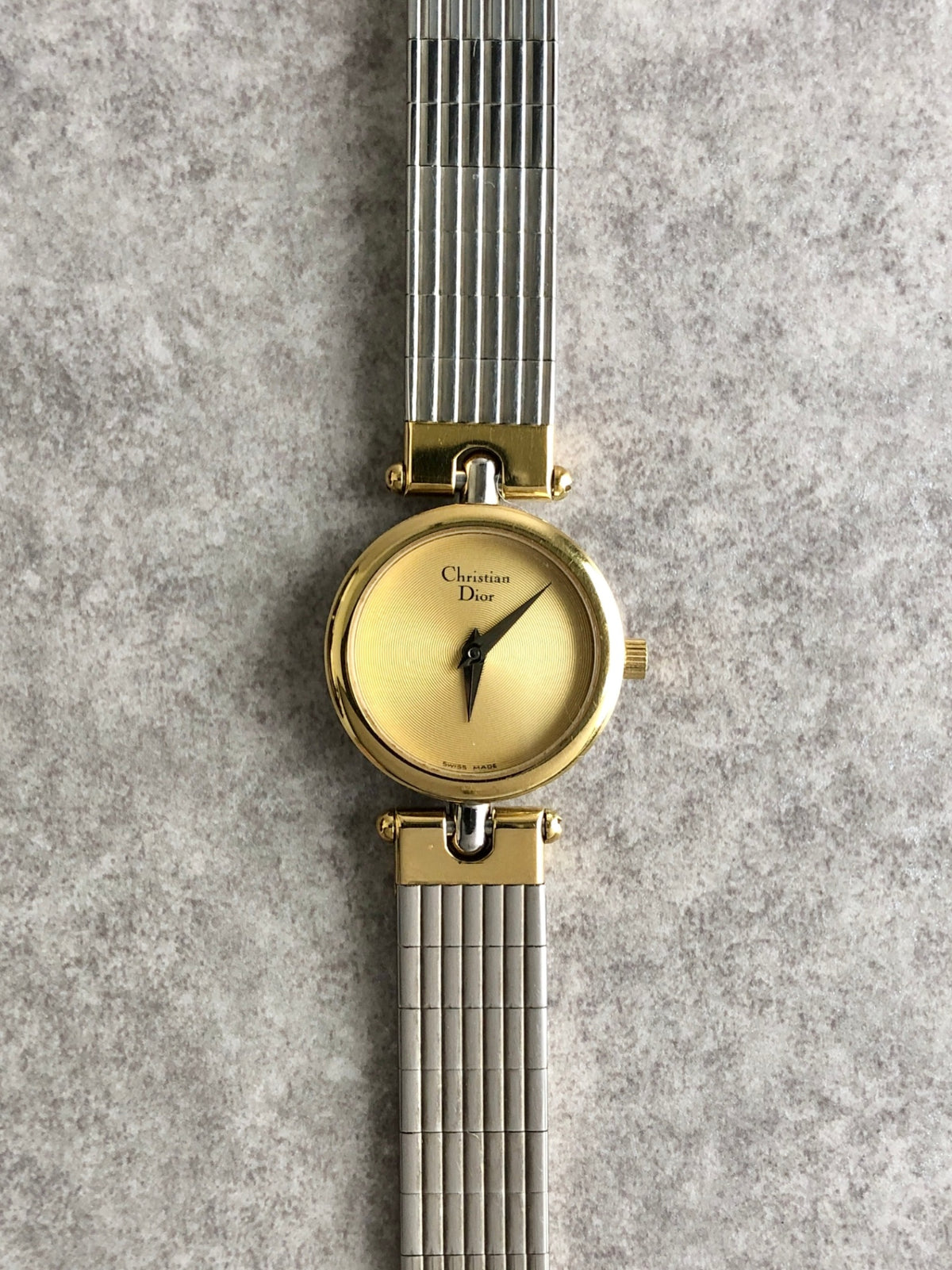 Christian Dior Logo Quartz Watch Silver×Gold 3025 Vintage xexzcz