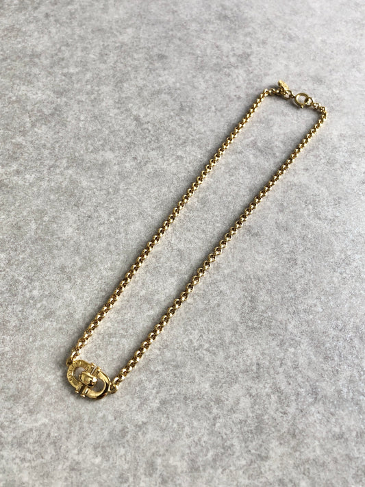 CELINE Horse Bit Necklace Gold Vintage mnzuz4