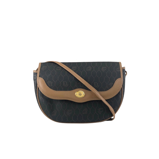 Christian Dior Honeycomb Pattern Logo Shoulder bag Black Vintage 4amtif