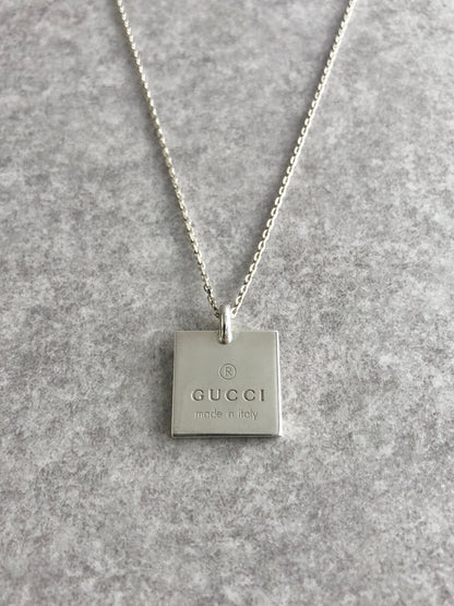 GUCCI Logo SILVER925 Necklace Silver Vintage mmtwxc