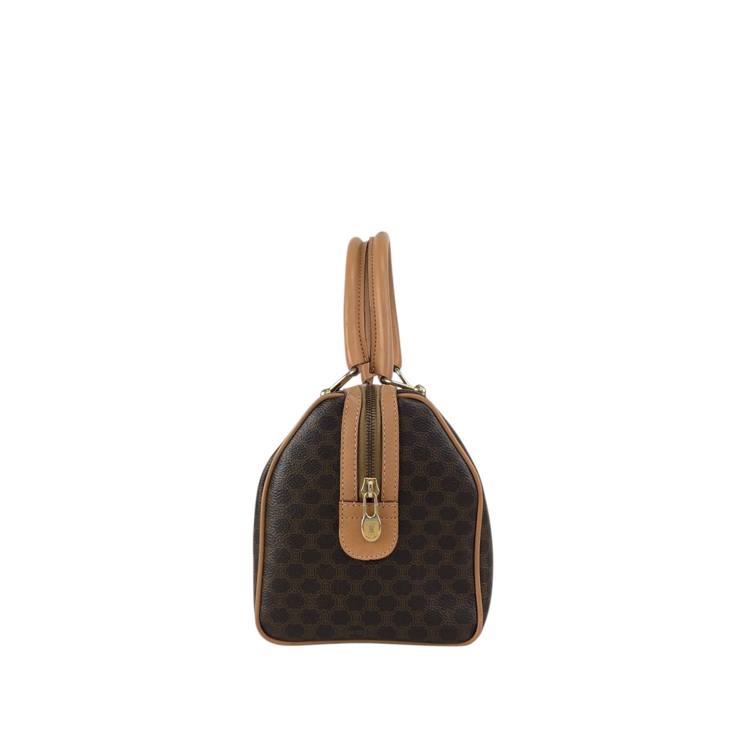 CELINE Macadam Small Boston bag Handbag Brown Vintage 2iu55c