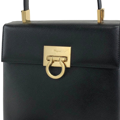 Salvatore Ferragamo Gancini Two-way Handbag Shoulder bag Black Vintage hdmvm4