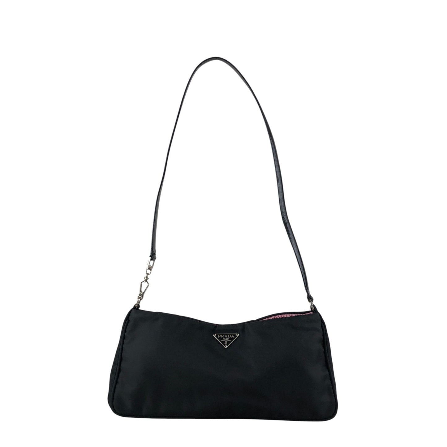 PRADA Tessuto Triangle Logo Shoulder bag Black Vintage 3nedhc