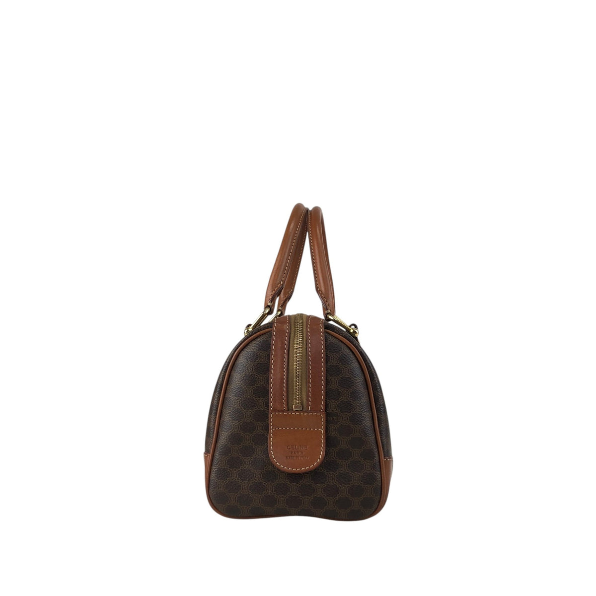 CELINE Macadam Blason Handbag Boston bag Brown Vintage sh72vd