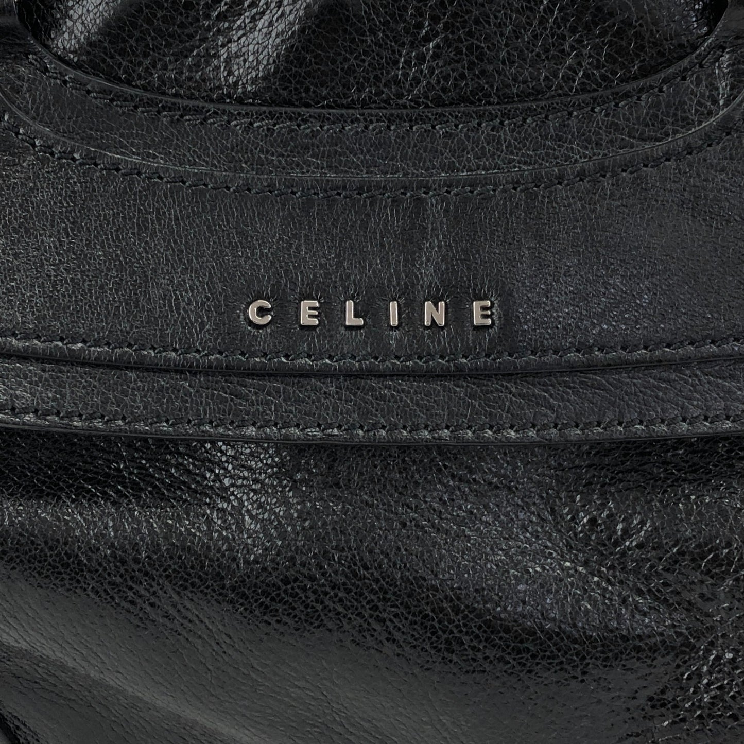 CELINE Horse Carriage Handbag Black Vintage 6m8meh
