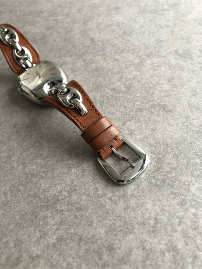 GUCCI Watch Silver×Brown YA121309 Vintage berjjr