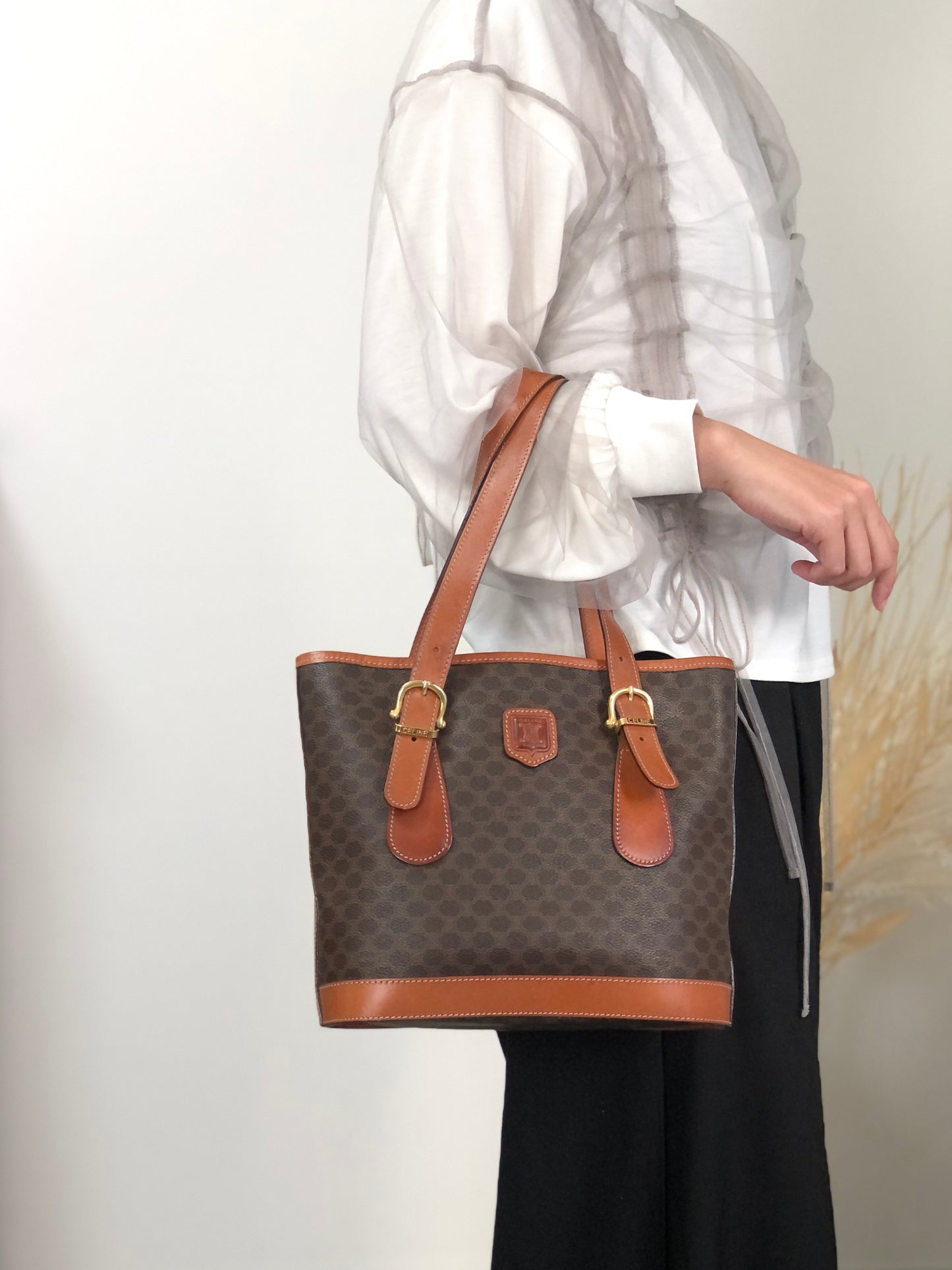 CELINE Macadam Blason Totebag Brown Vintage wfn3fv
