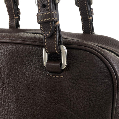PRADA Logo Embossed Handbag Boston bag Brown Vintage pn7xkf