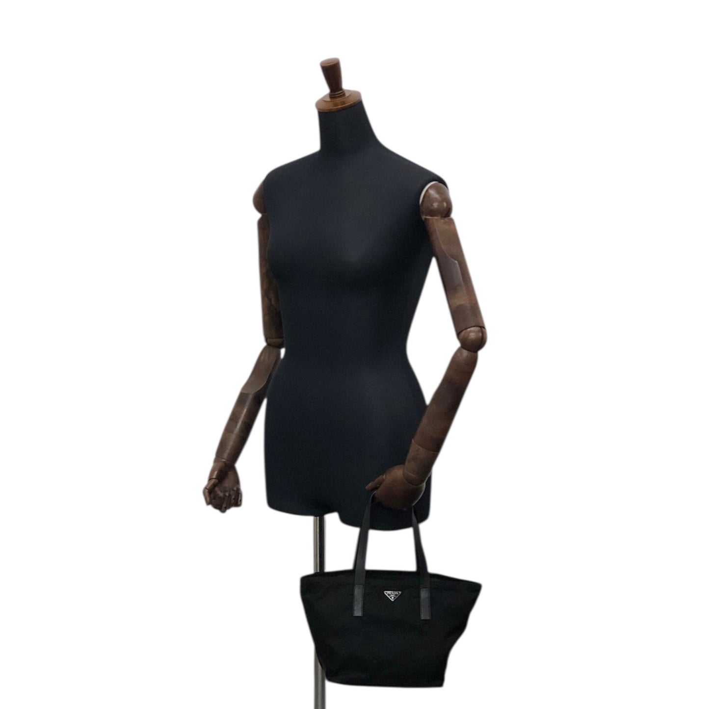 PRADA Tessuto Triangle Logo Handbag Black Vintage 5ujtgr
