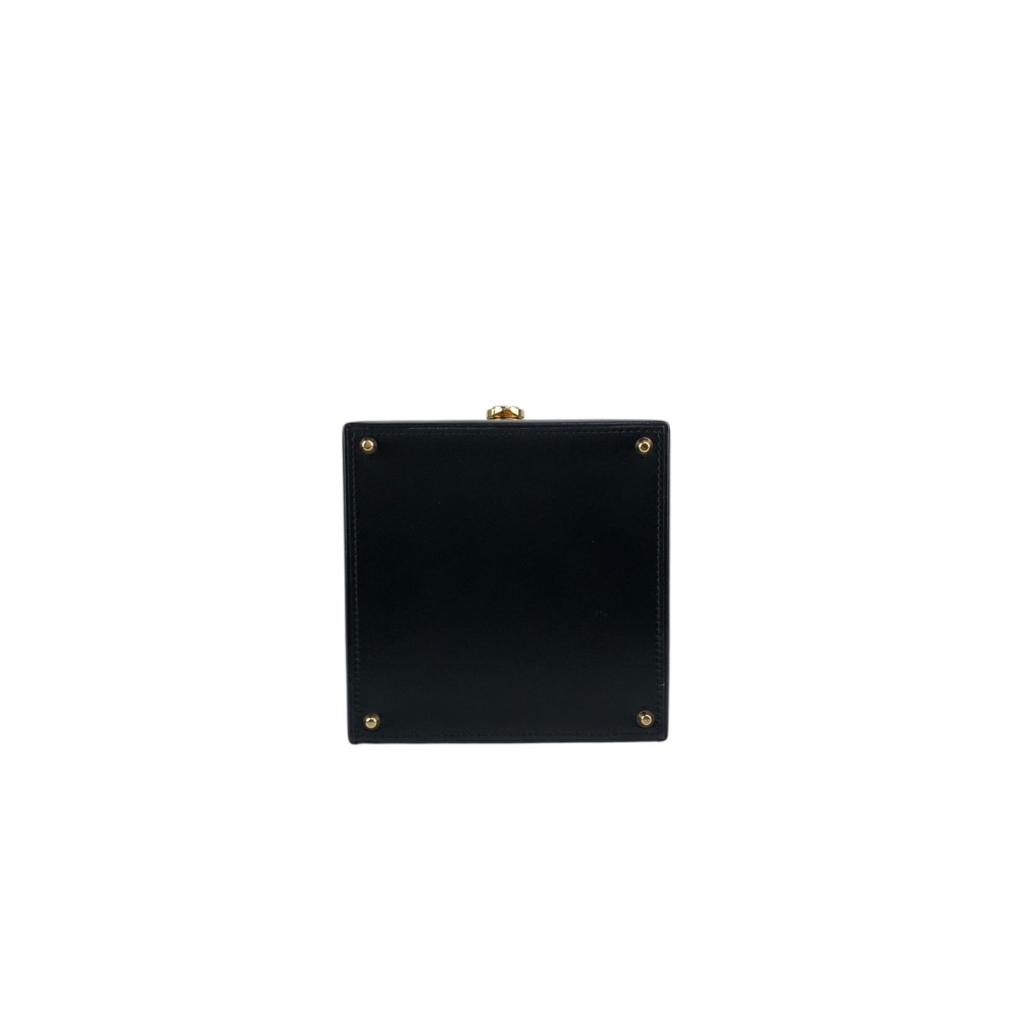 LOEWE Logo Front Lock Small Handbag Vanity bag Black Vintage ttbuhr