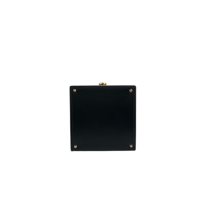 LOEWE Logo Front Lock Small Handbag Vanity bag Black Vintage ttbuhr