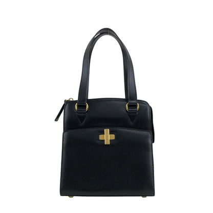 CELINE Turn Lock Handbag Black Vintage 6caidw