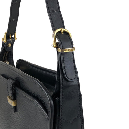 CELINE Logo Crossbody Shoulder bag Black Vintage ux8giy