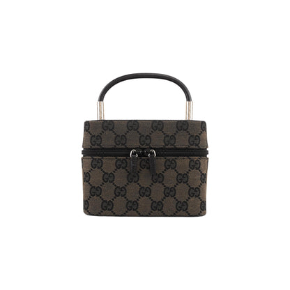 GUCCI GG Canvas Handbag Vanity bag Black Vintage px6678