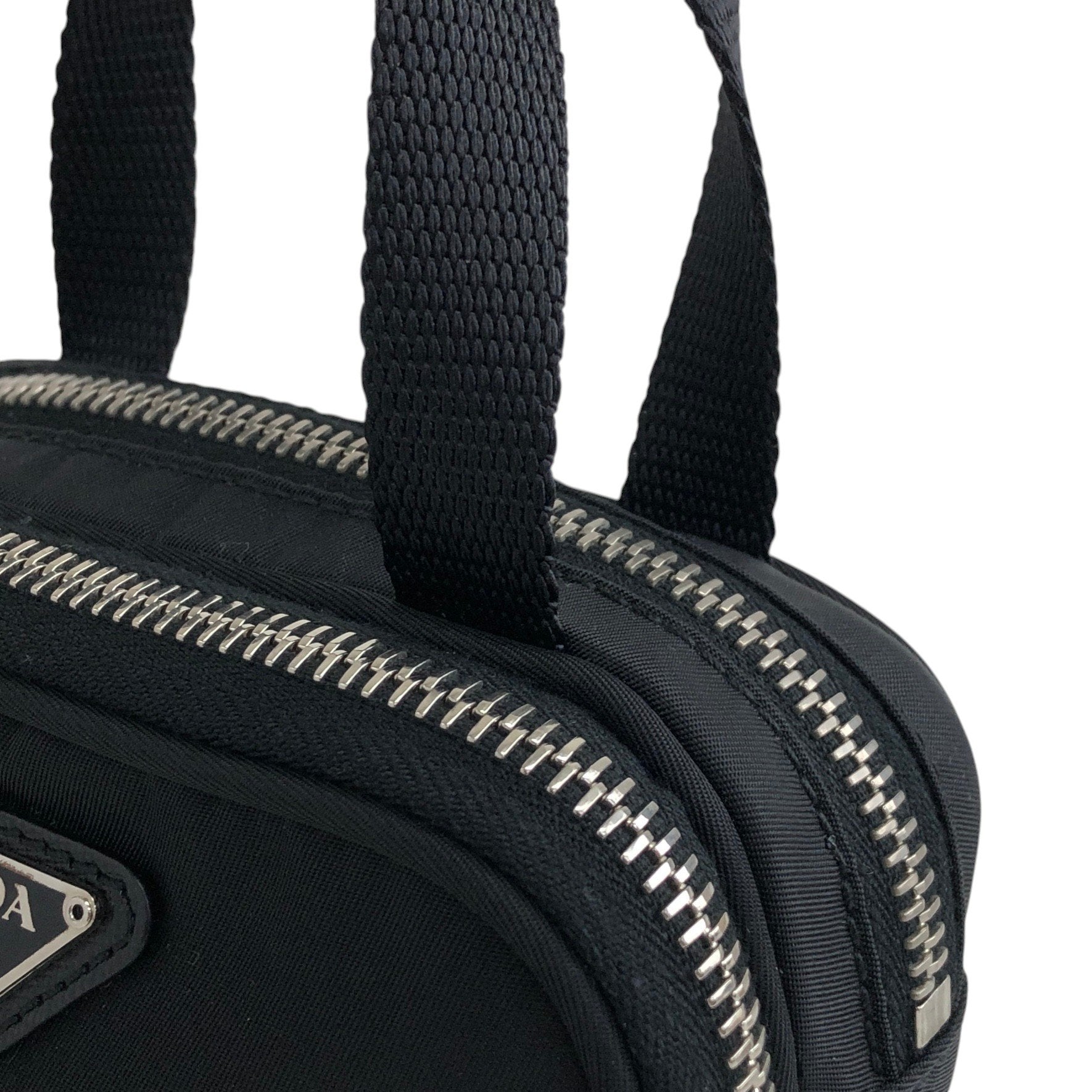 PRADA Tessuto Triangle Logo Small Handbag Pouch Black 1N1346