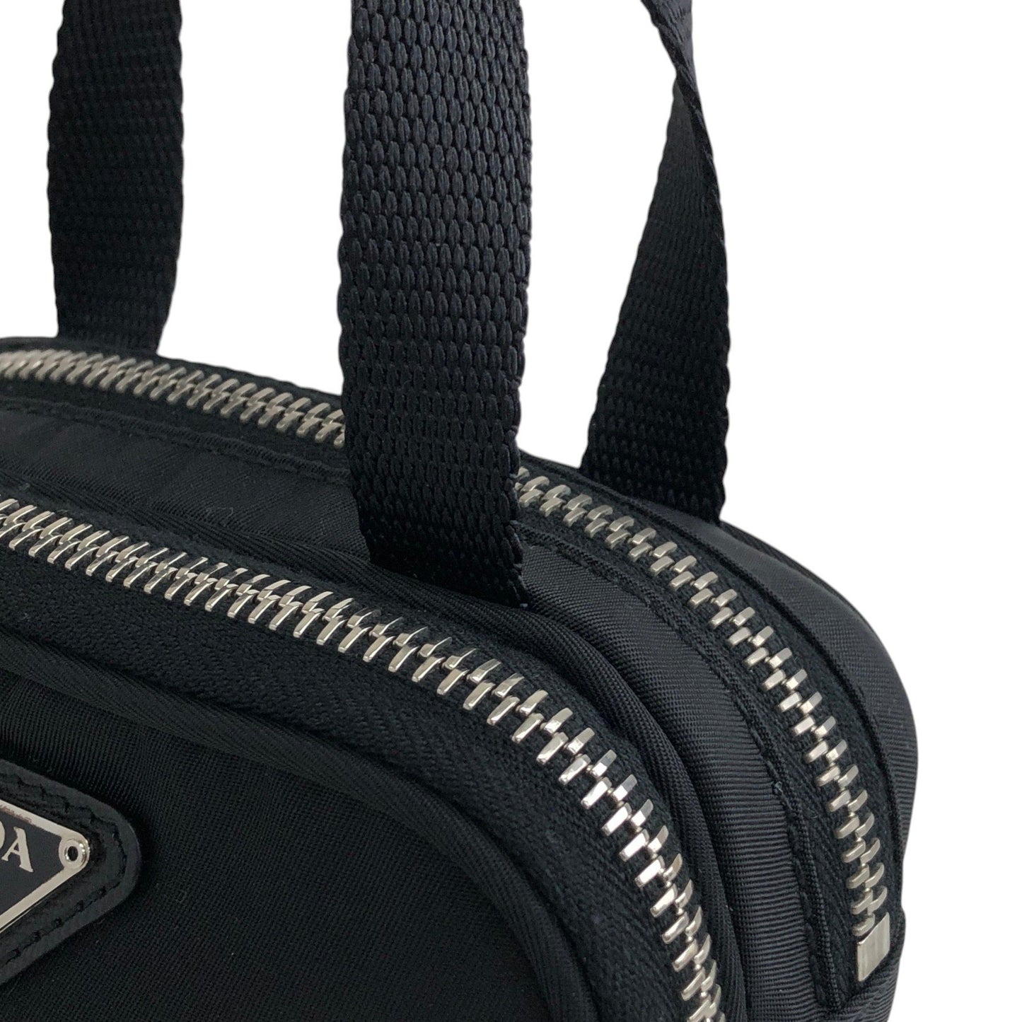 PRADA Tessuto Triangle Logo Small Handbag Pouch Black 1N1346 Vintage ntidxe