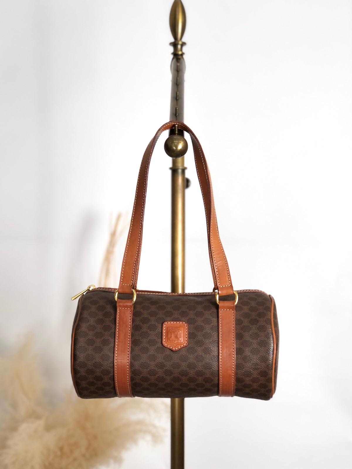 CELINE Macadam Blason Handbag Brown Vintage vph6bt