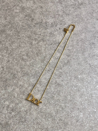Christian Dior Logo Motif Necklace Gold Vintage hua3hy