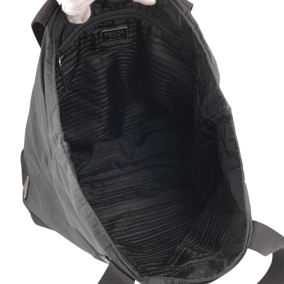 PRADA Tessuto Triangle Logo Totebag Black Vintage fdttdc