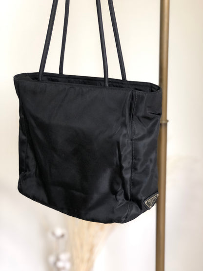 PRADA Triangle Logo Totebag Black Vintage p6h6be